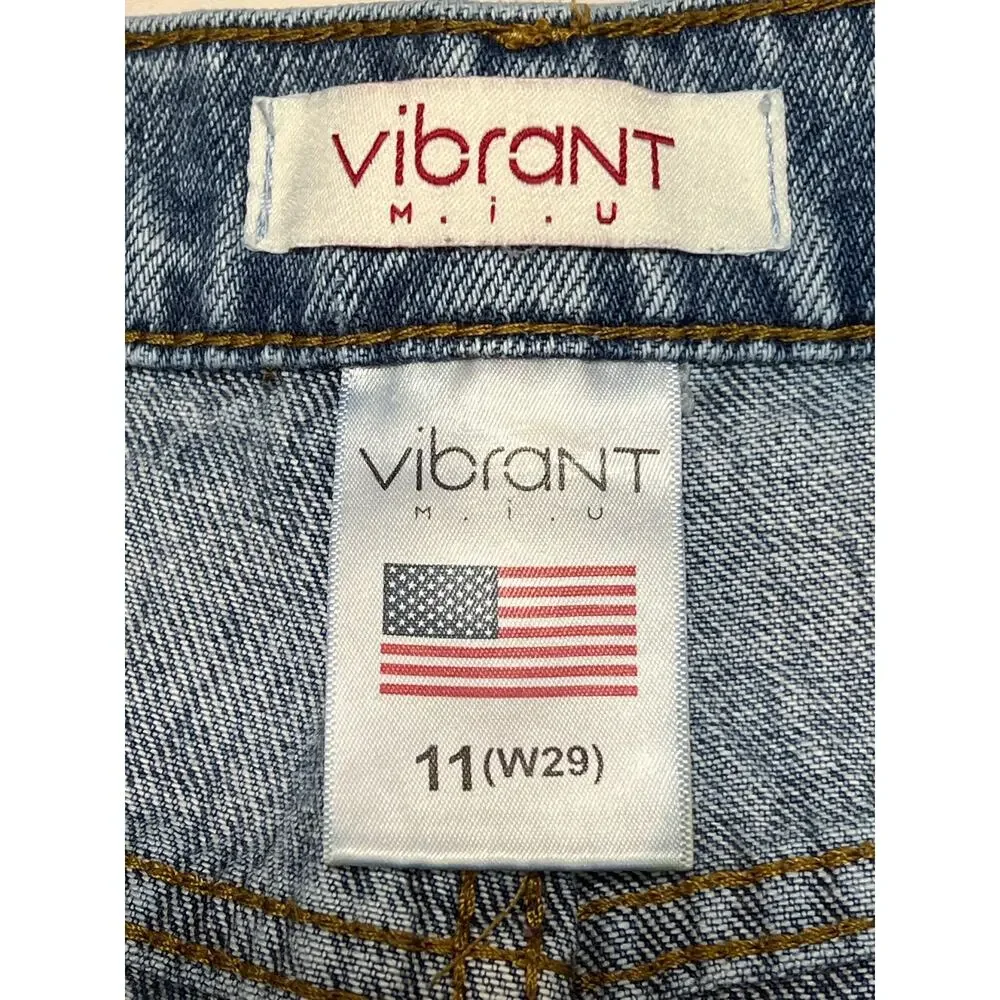 Vibrant MIU Jeans Womens 11 Stonewash High Rise Wide Flare Raw Hem Distressed